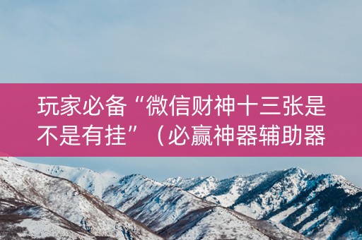 玩家必备“微信财神十三张是不是有挂”（必赢神器辅助器)