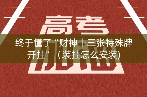 终于懂了“财神十三张特殊牌开挂”（装挂怎么安装)