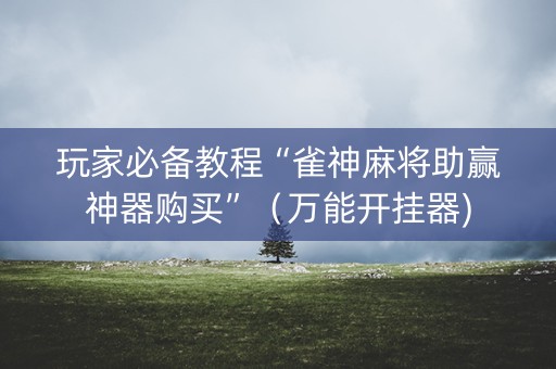 玩家必备教程“雀神麻将助赢神器购买”（万能开挂器)
