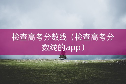 检查高考分数线（检查高考分数线的app）