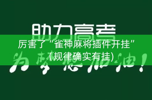 厉害了“雀神麻将插件开挂”（规律确实有挂)