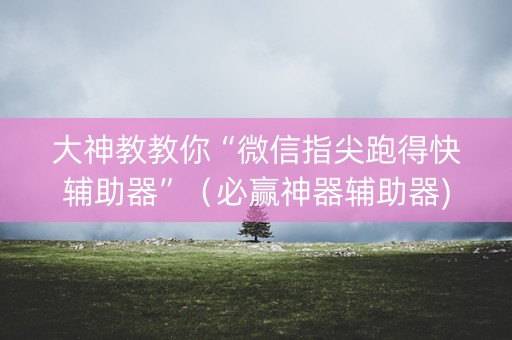 大神教教你“微信指尖跑得快辅助器”（必赢神器辅助器)