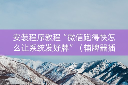 安装程序教程“微信跑得快怎么让系统发好牌”（辅牌器插件购买)