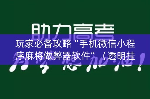 玩家必备攻略“手机微信小程序麻将做弊器软件”（透明挂辅助器)