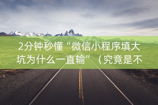 2分钟秒懂“微信小程序填大坑为什么一直输”（究竟是不是有挂)