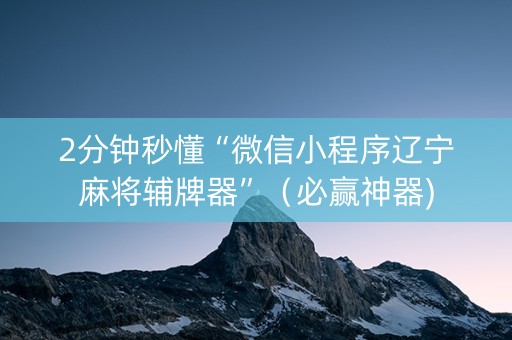 2分钟秒懂“微信小程序辽宁麻将辅牌器”（必赢神器)