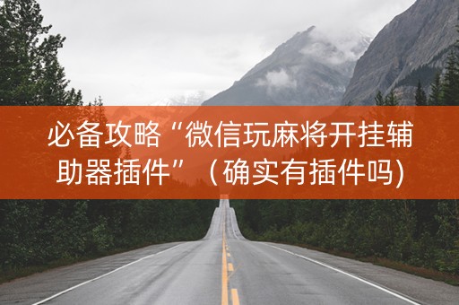 必备攻略“微信玩麻将开挂辅助器插件”（确实有插件吗)