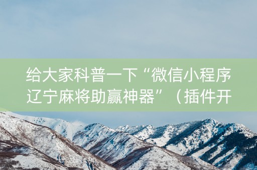 给大家科普一下“微信小程序辽宁麻将助赢神器”（插件开挂免费AI)
