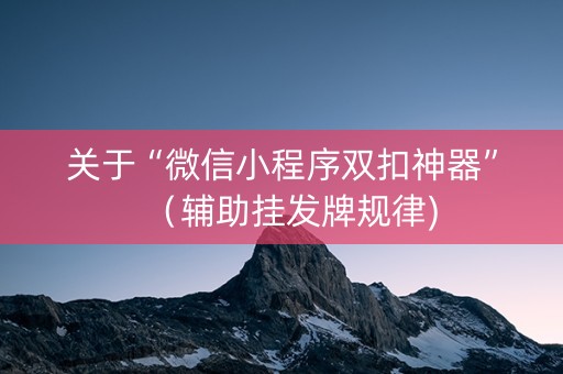 关于“微信小程序双扣神器”（辅助挂发牌规律)