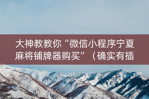 大神教教你“微信小程序宁夏麻将铺牌器购买”（确实有插件吗)