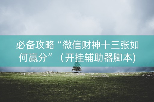 必备攻略“微信财神十三张如何赢分”（开挂辅助器脚本)