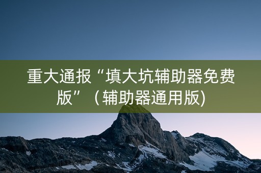 重大通报“填大坑辅助器免费版”（辅助器通用版)
