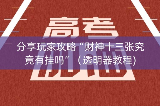 分享玩家攻略“财神十三张究竟有挂吗”（透明器教程)