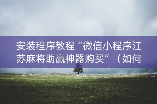 安装程序教程“微信小程序江苏麻将助赢神器购买”（如何提高胜率)