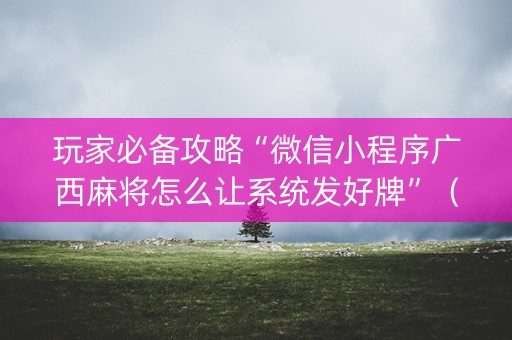 玩家必备攻略“微信小程序广西麻将怎么让系统发好牌”（输赢规律)