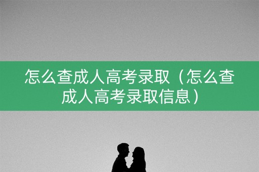 怎么查成人高考录取（怎么查成人高考录取信息）