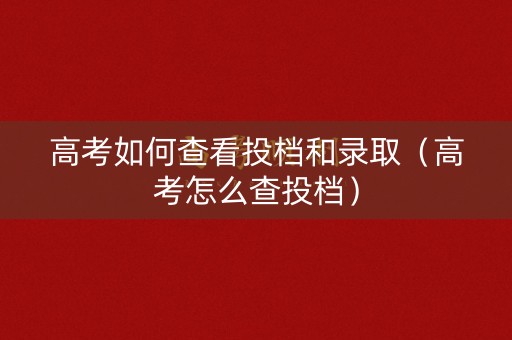 高考如何查看投档和录取（高考怎么查投档）
