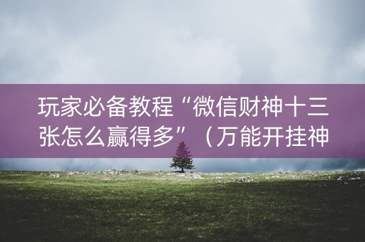 玩家必备教程“微信财神十三张怎么赢得多”（万能开挂神器)