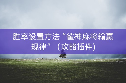 胜率设置方法“雀神麻将输赢规律”（攻略插件)