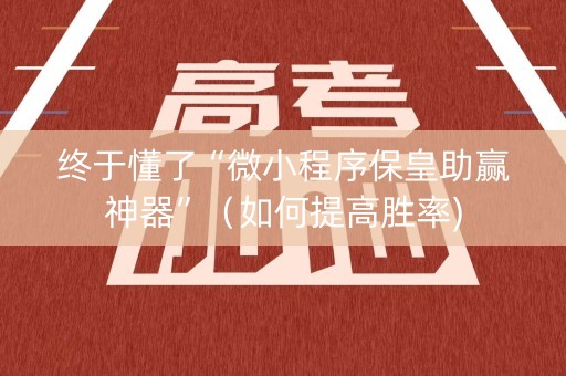 终于懂了“微小程序保皇助赢神器”（如何提高胜率)