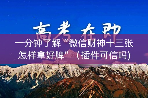 一分钟了解“微信财神十三张怎样拿好牌”（插件可信吗)