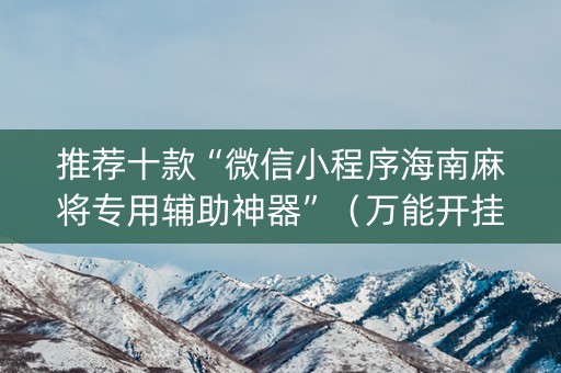 推荐十款“微信小程序海南麻将专用辅助神器”（万能开挂器)