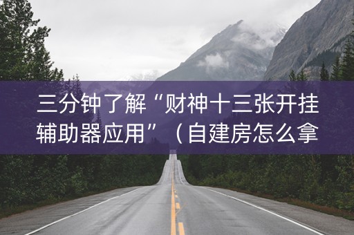 三分钟了解“财神十三张开挂辅助器应用”（自建房怎么拿好牌)