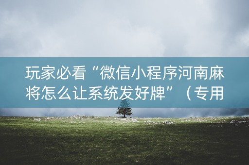 玩家必看“微信小程序河南麻将怎么让系统发好牌”（专用神器下载)