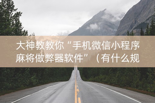 大神教教你“手机微信小程序麻将做弊器软件”（有什么规律)
