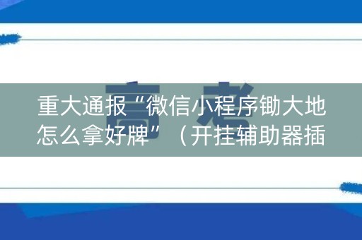 重大通报“微信小程序锄大地怎么拿好牌”（开挂辅助器插件)