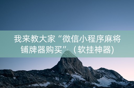 我来教大家“微信小程序麻将铺牌器购买”（软挂神器)