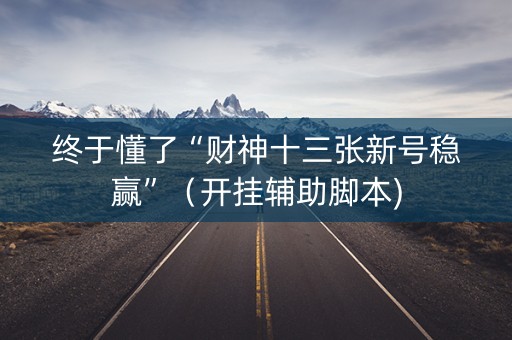 终于懂了“财神十三张新号稳赢”（开挂辅助脚本)