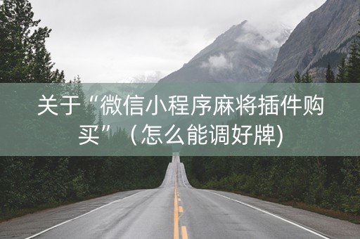 关于“微信小程序麻将插件购买”（怎么能调好牌)