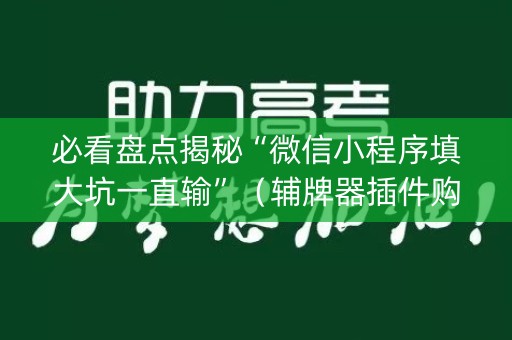 必看盘点揭秘“微信小程序填大坑一直输”（辅牌器插件购买)