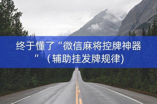 终于懂了“微信麻将控牌神器”（辅助挂发牌规律)