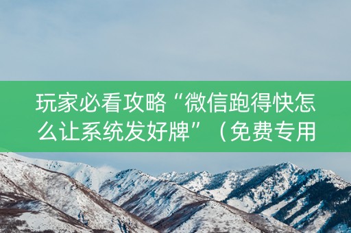 玩家必看攻略“微信跑得快怎么让系统发好牌”（免费专用神器)