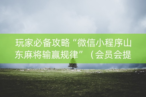 玩家必备攻略“微信小程序山东麻将输赢规律”（会员会提高胜率吗)