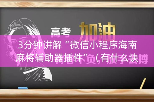 3分钟讲解“微信小程序海南麻将辅助器插件”（有什么诀窍)