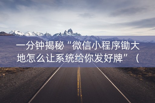一分钟揭秘“微信小程序锄大地怎么让系统给你发好牌”（辅助器插件)