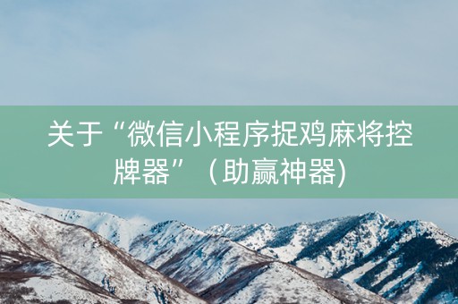 关于“微信小程序捉鸡麻将控牌器”（助赢神器)