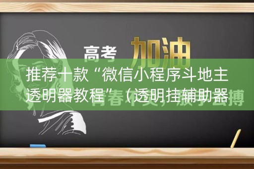 推荐十款“微信小程序斗地主透明器教程”（透明挂辅助器)