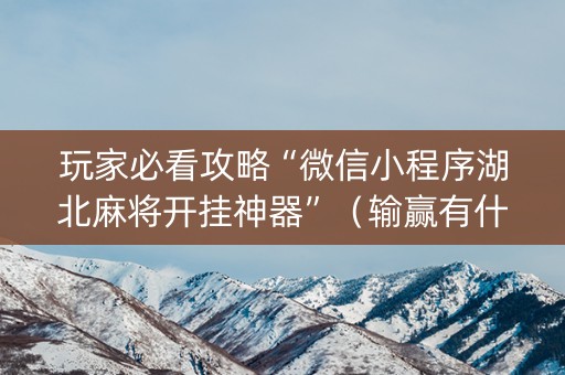 玩家必看攻略“微信小程序湖北麻将开挂神器”（输赢有什么规律)