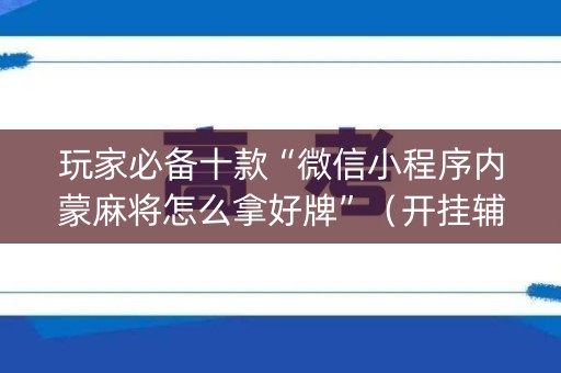 玩家必备十款“微信小程序内蒙麻将怎么拿好牌”（开挂辅助插件)