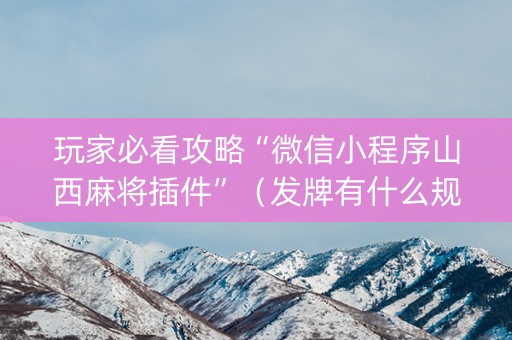 玩家必看攻略“微信小程序山西麻将插件”（发牌有什么规律吗)