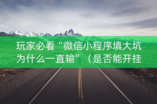 玩家必看“微信小程序填大坑为什么一直输”（是否能开挂)