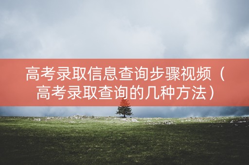 高考录取信息查询步骤视频（高考录取查询的几种方法）