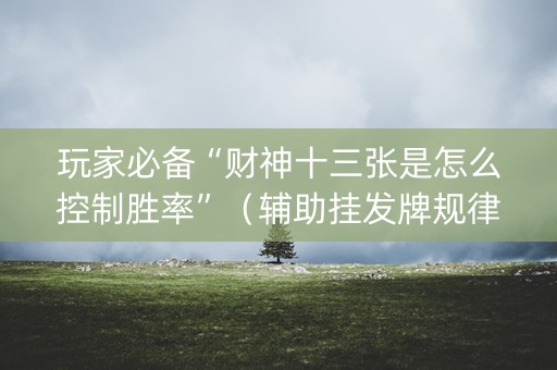 玩家必备“财神十三张是怎么控制胜率”（辅助挂发牌规律)