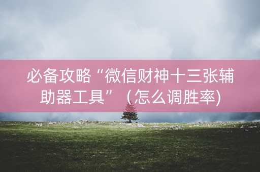 必备攻略“微信财神十三张辅助器工具”（怎么调胜率)