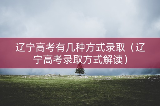 辽宁高考有几种方式录取（辽宁高考录取方式解读）