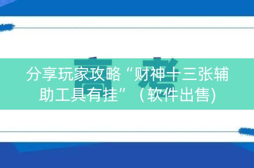 分享玩家攻略“财神十三张辅助工具有挂”（软件出售)